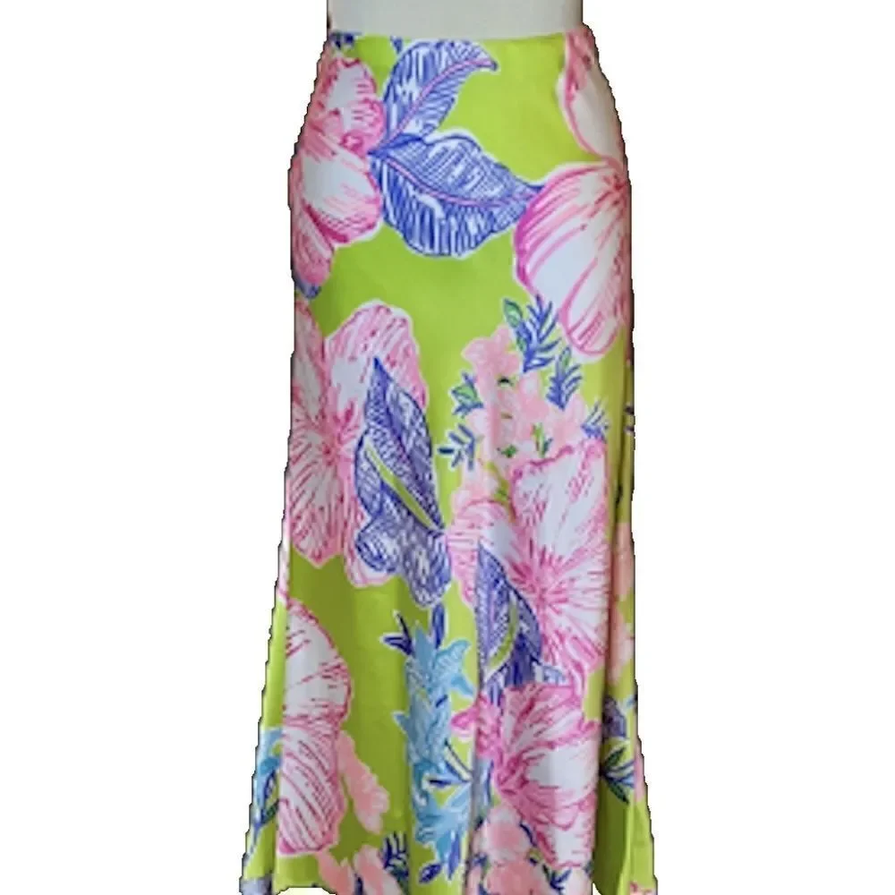 Lilly Pulitzer Cory Midi Skirt Size 2 in Matcha Green Boho Babe NWOT